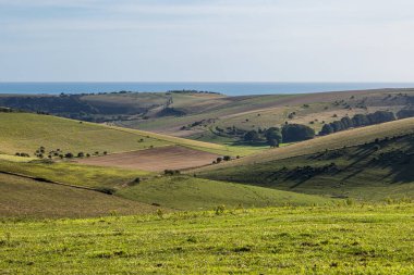 Kingston Ridge 'den, Brighton kıyısına doğru Güney Tepeleri' nden bir manzara.