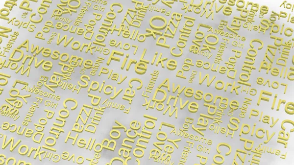Tapete Gelber Text Zufällige Wörter Auf Einem Hellgrauen Hintergrund Regen — Stockfoto