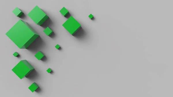 緑の四角形の白とグレーの抽象的な背景テクスチャ 3Dイラスト 3Dレンダリング — ストック写真