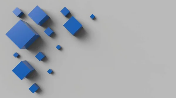 Yerdeki mavi kare gri arka plan dokusu. 3d illüstrasyon, 3d canlandırma