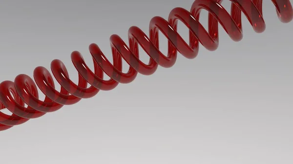 単純な3次元赤スパイラル形状は 空間にあり 3次元レンダリングコンピュータは白い背景を生成 — ストック写真