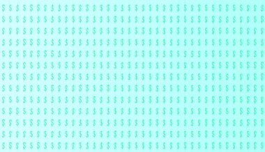 Yeşil arka planda dolar para biriminin masmavi sembollerinin kusursuz deseni. Dolar parasının çizgi film işareti. Büyüme parası ve finansmanı olan bir iş adamı