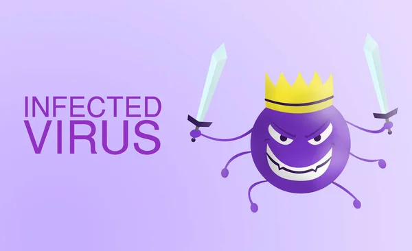 Infekterade Virus Ord Corona Virus Tecknad Violett Med Svärd Isolerad — Stockfoto