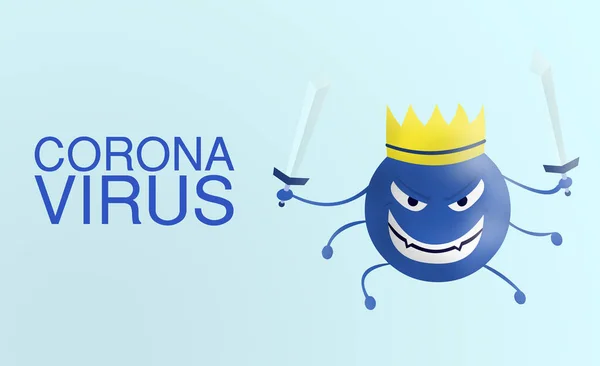 Corona Virus Ord Corona Virus Tecknad Blå Med Svärd Isolerad — Stockfoto