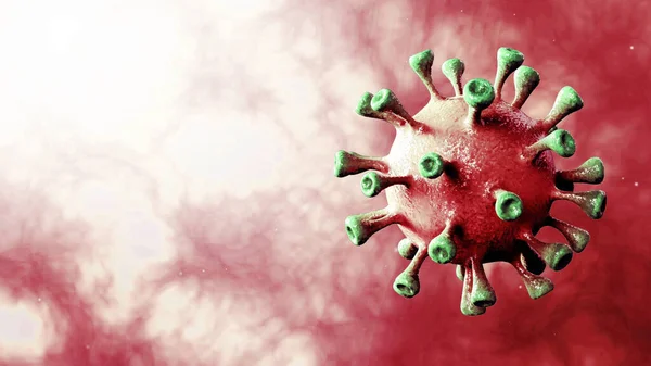 Corona Virus Red Rotazione Filatura Centro Isolato Con Sfondo Dinamico — Foto Stock