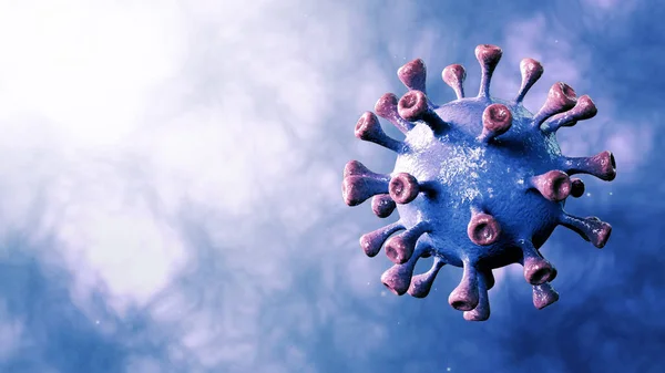 Corona Virus Blue Rotazione Filatura Centro Isolato Con Sfondo Dinamico — Foto Stock