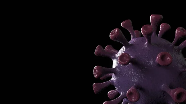 Virus Banner Corona Viola Isolato Con Sfondo Nero Microbiologia Virologia — Foto Stock