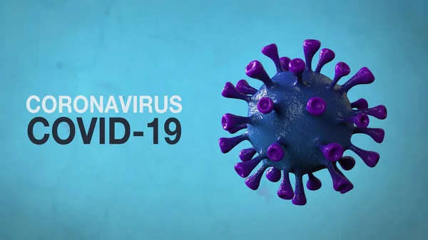 Coronavirus Covid Word Corona Virus Banner Blue Απομονωμένο Χρωματικό Υπόβαθρο — Φωτογραφία Αρχείου