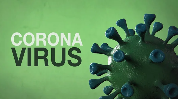 Corona Virus - Word Corona Virus Banner Green Isolated with Color Background. Microbiology And Virology Concept Covid-19. Virus banner. Disease and Epidemic. 3d render high quality