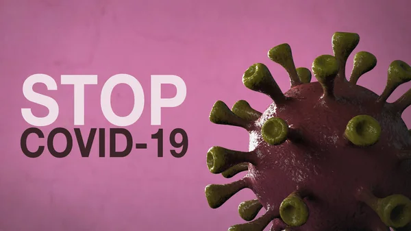 Stop Covid Word Corona Virus Banner Pink Eristetty Väri Tausta — kuvapankkivalokuva