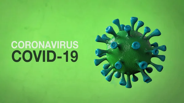 Coronavirus Covid Word Corona Virus Banner Green Απομονωμένο Χρωματικό Υπόβαθρο — Φωτογραφία Αρχείου