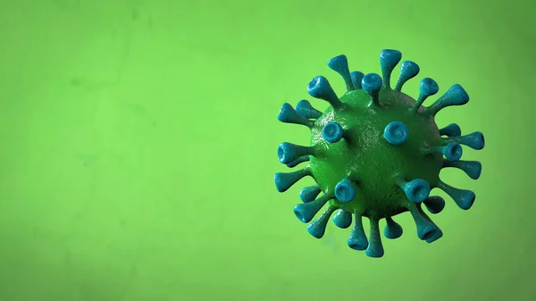 Corona Virus Banner Verde Aislado Con Fondo Color Microbiología Virología — Foto de Stock