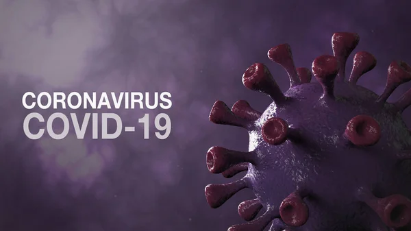 Coronavirus Covid-19 - Word Corona Virus Banner Violet Isolated with Color Background. Microbiology And Virology Concept Covid-19. Virus banner. Disease and Epidemic. 3d render high quality