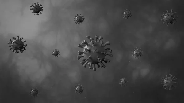 Corona Virus Banner Gray Isolated with Color Background. Microbiology And Virology Concept Covid-19. Virus banner. Disease and Epidemic. 3d render high quality