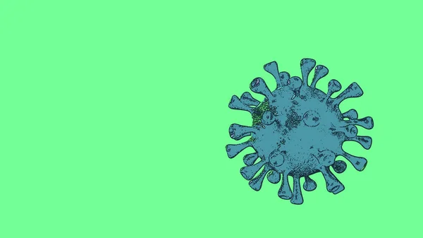 Corona Virus Banner Green Cartoon Isolated with Color Background. Covid Microbiology And Virology Concept Covid-19. Virus banner. Disease and Epidemic. 3d render high quality