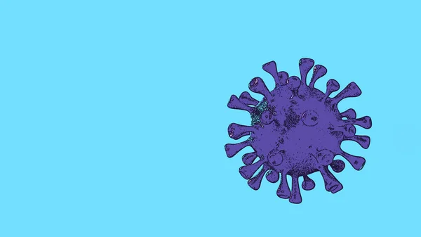 Corona Blue Azure Cartoon Isolated Color Background Covid Microbiology Virology — стоковое фото