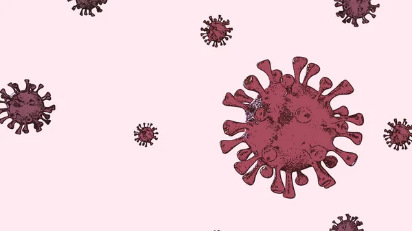 Corona Virus Banner Red Cartoon Aislado Con Fondo Color Covid — Foto de Stock