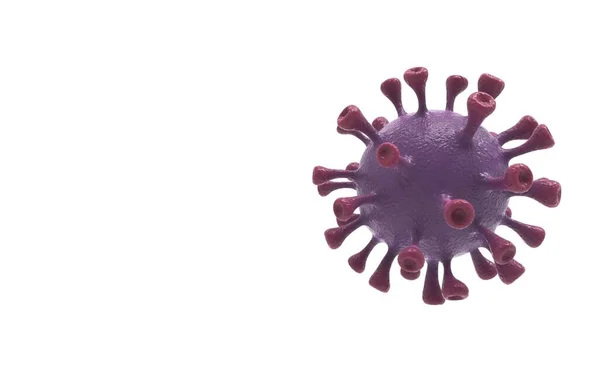 コロナウイルスバイオレット中心に回転する白い背景で隔離されています 微生物学とウイルス学の概念Covid ウイルスバナー 病気と流行 3Dレンダリング4K Hdビデオ高品質 — ストック写真