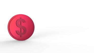 Beyaz arka planda izole edilmiş kırmızı para. 3d izole illüstrasyon, iş, yönetim, risk, para, para, büyüme, bankacılık, banka, finans, sembol.