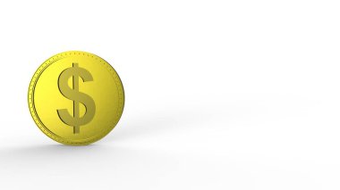 Beyaz arka planda izole edilmiş sarı dolar. 3d izole illüstrasyon, iş, yönetim, risk, para, para, büyüme, bankacılık, banka, finans, sembol.