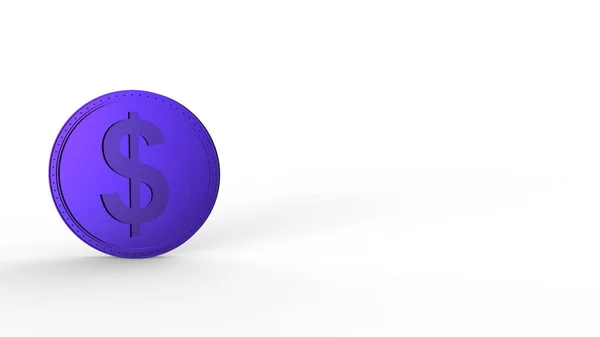 Violett Dollar Mynt Isolerad Med Vit Bakgrund Render Isolerad Illustration — Stockfoto