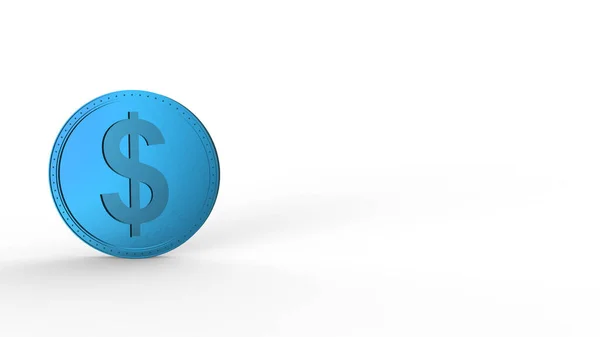 Modrý Dolar Mince Izolované Bílým Pozadím Vykreslit Izolované Ilustrace Podnikání — Stock fotografie