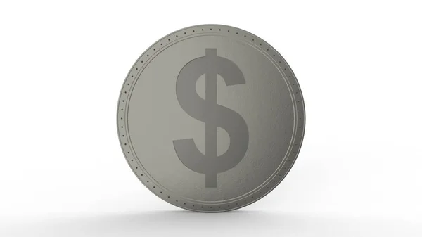Grå Dollar Mynt Isolerad Med Vit Bakgrund Render Isolerad Illustration — Stockfoto