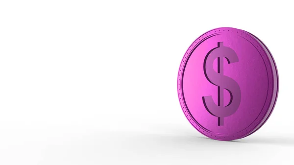 Roze Dollarmunt Geïsoleerd Met Een Witte Achtergrond Maken Geïsoleerde Illustratie — Stockfoto