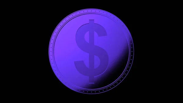 Violette Dollarmünze Mit Schwarzem Hintergrund Rendern Isolierte Illustration Geschäft Management — Stockfoto