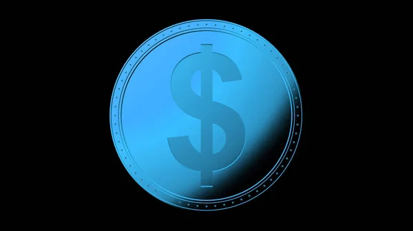 Blauwe Dollarmunt Geïsoleerd Met Zwarte Achtergrond Maken Geïsoleerde Illustratie Business — Stockfoto