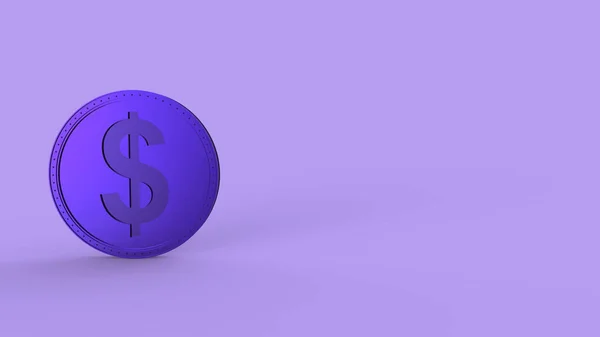 紫红色的一美元硬币 以颜色为背景 3D提供孤立的示例 — 图库照片