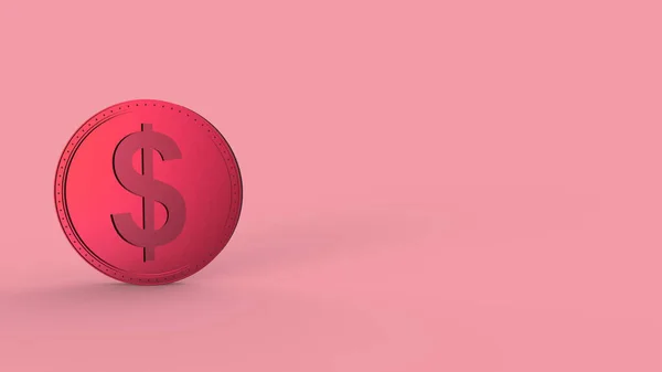 Монета Красным Долларом Изолирована Цветном Фоне Рендеризация Изолированная Иллюстрация Бизнес — стоковое фото