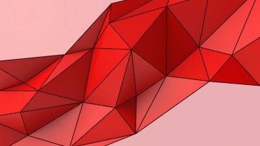 Kırmızı soyut modern kristal arka plan. Duvar kağıdı için çokgen, çizgi, üçgen desen şekli. Çizim düşük poligonlu, çokgen tasarım. Fütürist, ağ, ağ konsepti