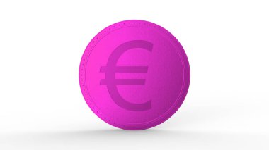 Beyaz arkaplan ile izole edilmiş pembe euro para işareti. 3d izole illüstrasyon, iş, yönetim, risk, para, para, büyüme, bankacılık, banka, finans, sembol.