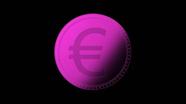 Signo Moneda Euro Rosa Aislado Con Fondo Negro Render Aislado —  Fotos de Stock