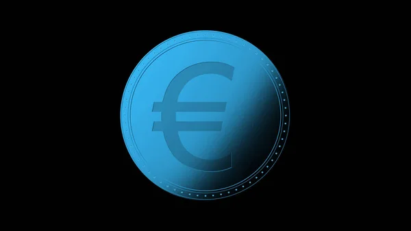 Signo Moneda Azul Euro Aislado Con Fondo Negro Render Aislado —  Fotos de Stock