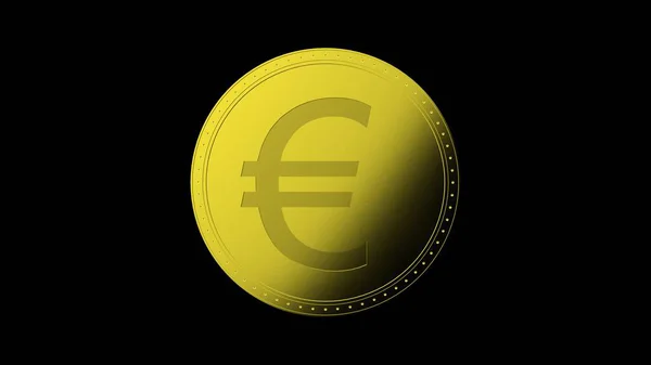 Sinal Moeda Euro Amarelo Isolado Com Fundo Preto Renderizar Ilustração — Fotografia de Stock