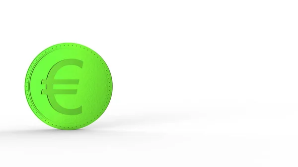 Grünes Euro Münzschild Mit Weißem Hintergrund Rendern Isolierte Illustration Geschäft — Stockfoto
