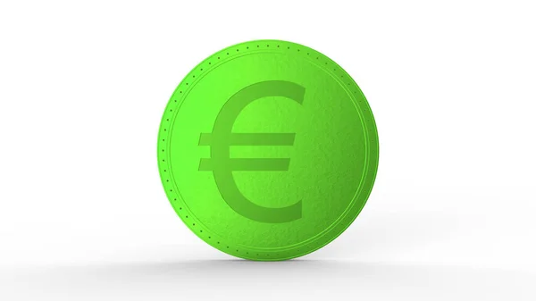 Groen Euromuntteken Geïsoleerd Met Witte Achtergrond Maken Geïsoleerde Illustratie Business — Stockfoto