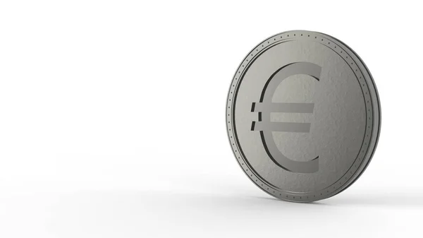Szary Znak Monety Euro Izolowany Białym Tłem Renderować Izolowane Ilustracja — Zdjęcie stockowe