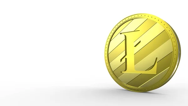 Gelbe Litecoin Goldmünze Isoliert Mit Weißem Hintergrund Rendern Isolierte Illustration — Stockfoto