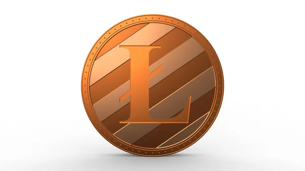 Oranje Litecoin Gouden Munt Geïsoleerd Met Witte Achtergrond Maken Geïsoleerde — Stockfoto