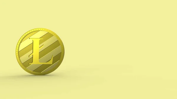Žlutý Litecoin Mince Izolované Barevným Pozadím Vykreslit Izolované Ilustrace Kryptoměna — Stock fotografie