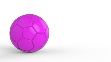 Siyah arka planda izole edilmiş mor futbol plastik metal kumaş topu. Football 3d yanıltmaca.