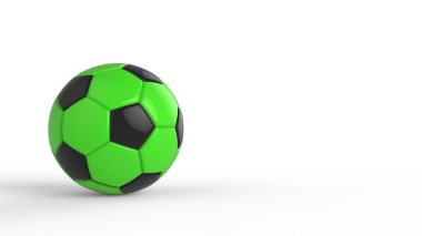 Siyah arka planda izole edilmiş yeşil futbol plastik metal kumaş topu. Football 3d yanıltmaca.