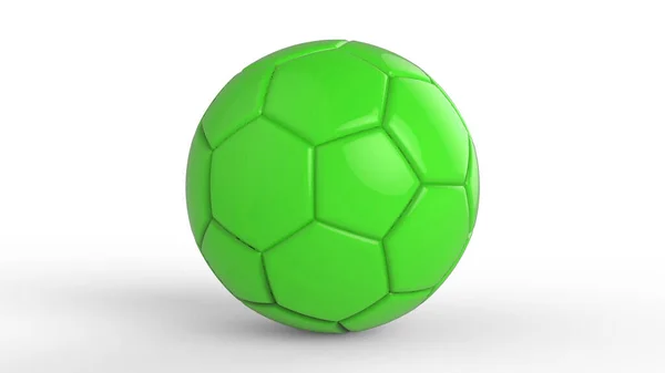 Πράσινο Ποδόσφαιρο Πλαστικό Δέρμα Μεταλλική Μπάλα Ύφασμα Απομονώνονται Μαύρο Φόντο — Φωτογραφία Αρχείου