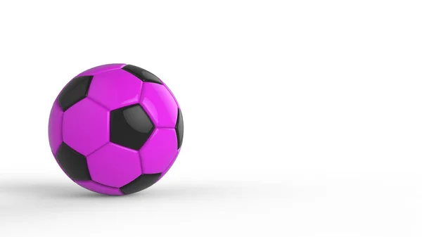 紫色足球塑料皮革面料球隔离在黑色背景 足球3D让人精神错乱 — 图库照片