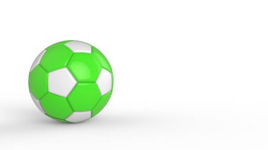 Siyah arka planda izole edilmiş yeşil futbol plastik metal kumaş topu. Football 3d yanıltmaca.
