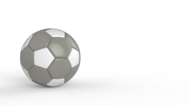 Siyah arka planda izole edilmiş gri futbol plastik metal kumaş topu. Football 3d yanıltmaca.