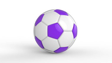 Siyah arka planda izole edilmiş mor futbol plastiği metal kumaş topu. Football 3d yanıltmaca.